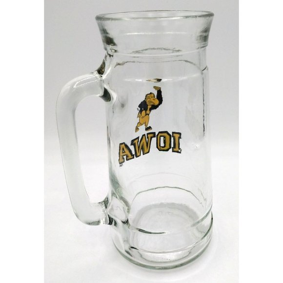 Iowa Hawkeyes Football Glass Mug Beer Stein Souvenir 7 Inch Vintage Herky Hawk - Picture 7 of 14